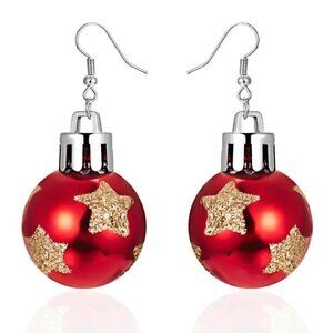 Women's Red Casual Fashion Christmas Star Bulb Pierced Earrings